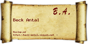Beck Antal névjegykártya